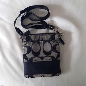 Coach Crossbody Black and Grey Fabric